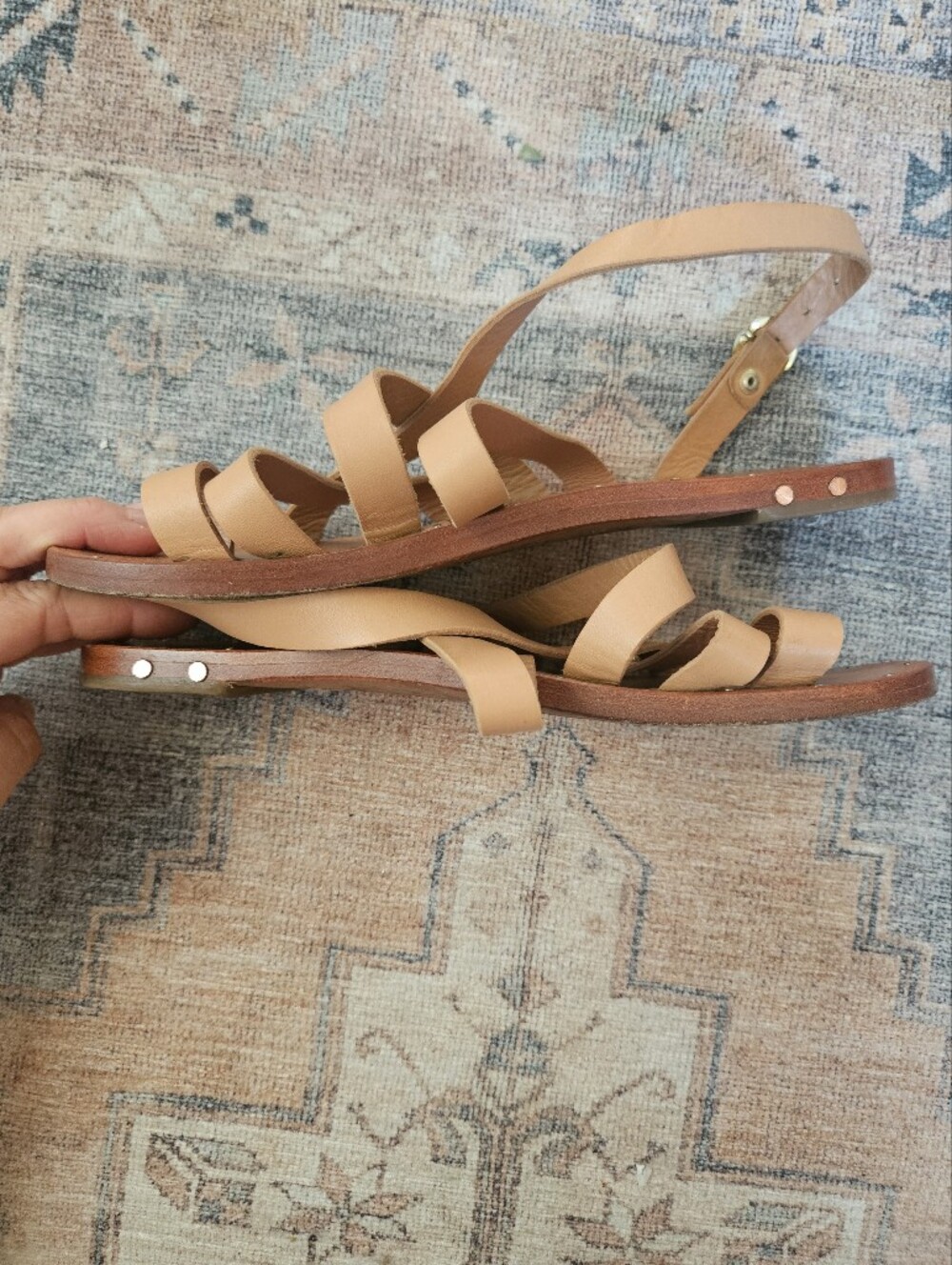 beek Tan Leather Multi-Strap Gannett Sandals - Picture 6 of 9